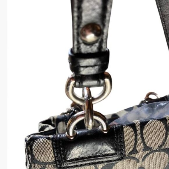 Coach Penelope Signature Carryall Tote in Black and Gray Monogram Canvas EUC - Picture 13 of 15